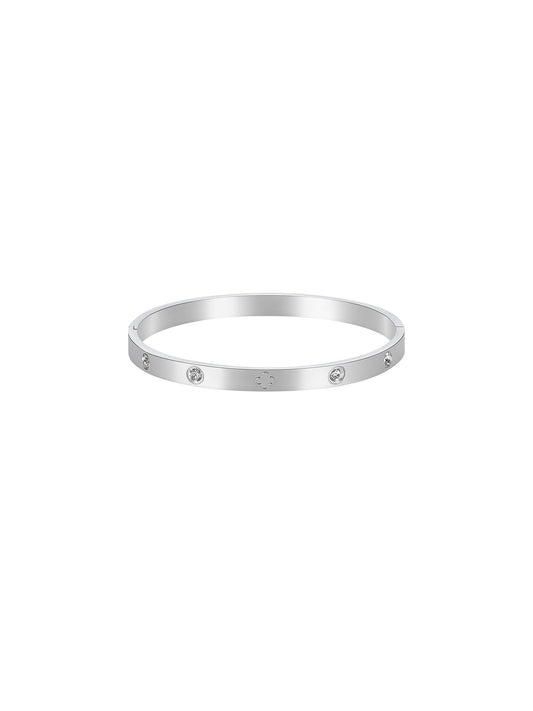 Silver Clover Elegance Bangle