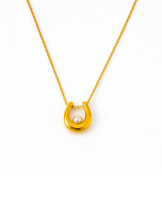 Golden Pearl Embrace Necklace