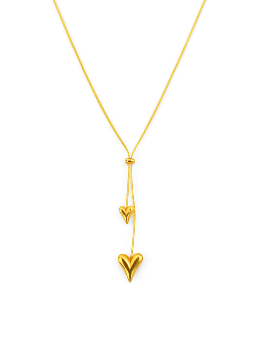 Double Heart Drop Necklace