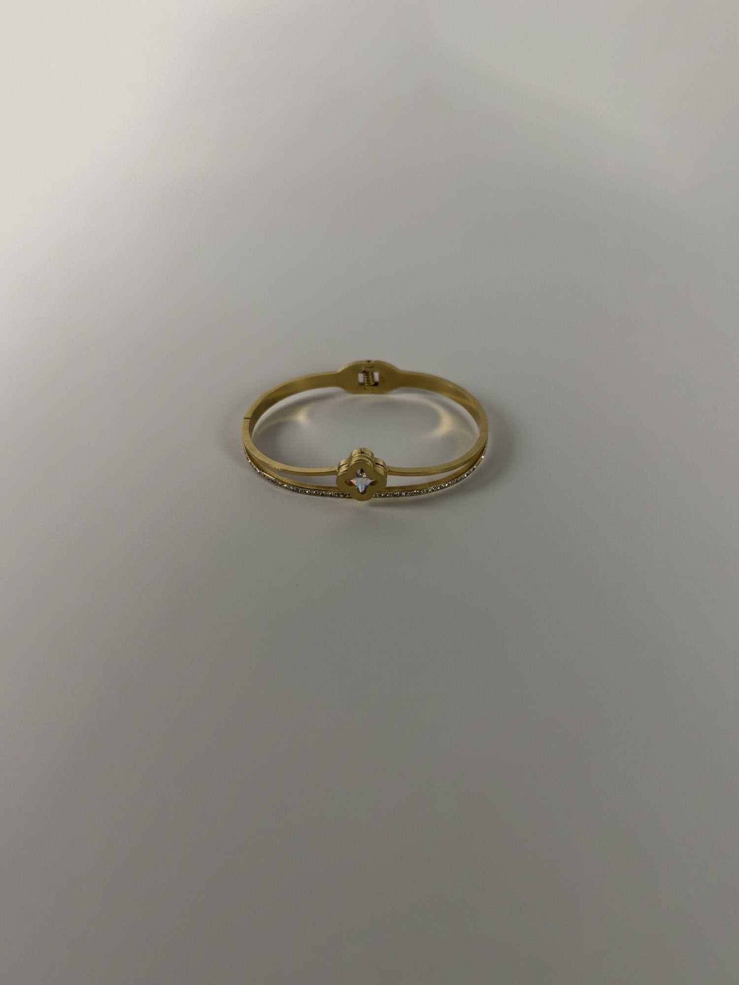 Clover Charm Crystal Bangle