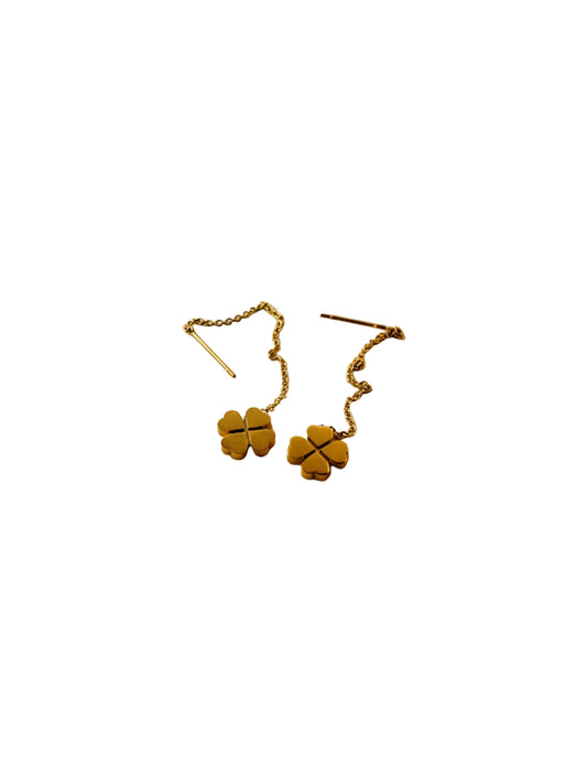 Four-Leaf Clover Chain Drop Earrings