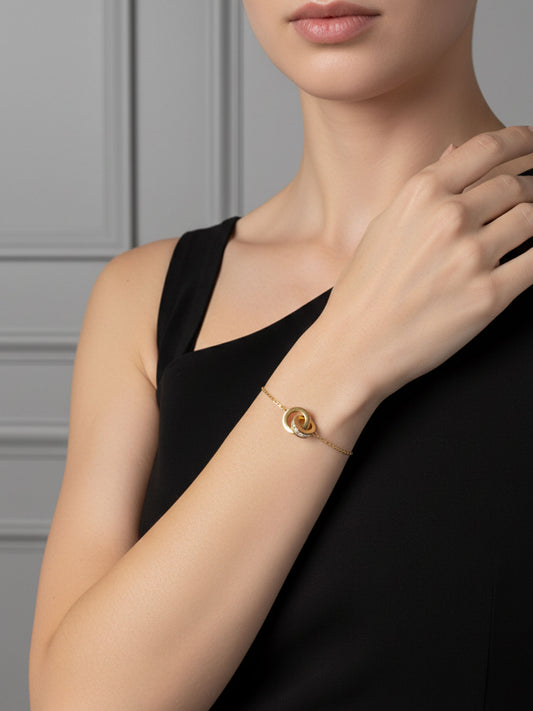 Golden Interlock Crystal Bracelet