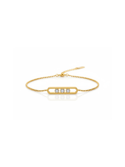 Golden Trio Dainty Crystal Bracelet