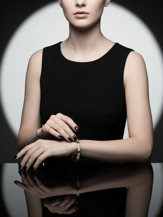 Aurelia Screw-Detail Crystal Bangle