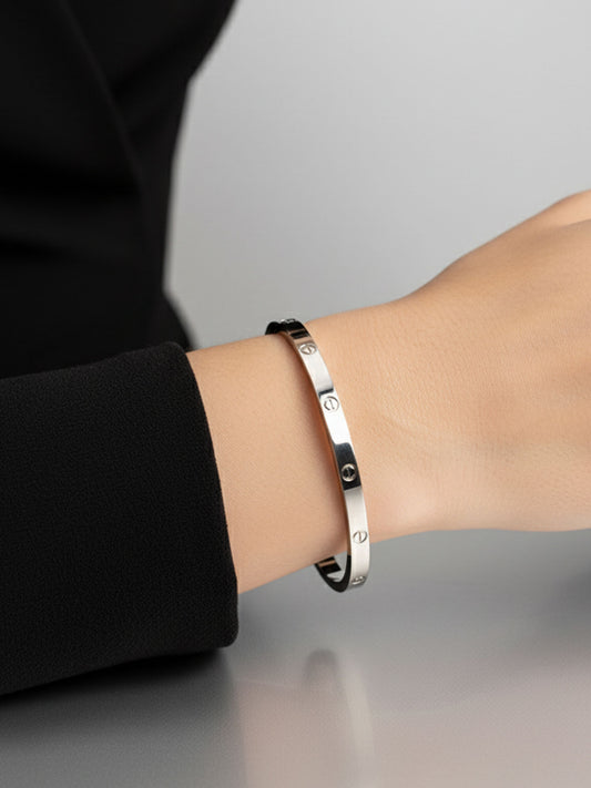 Silver Classic Screw Bangle